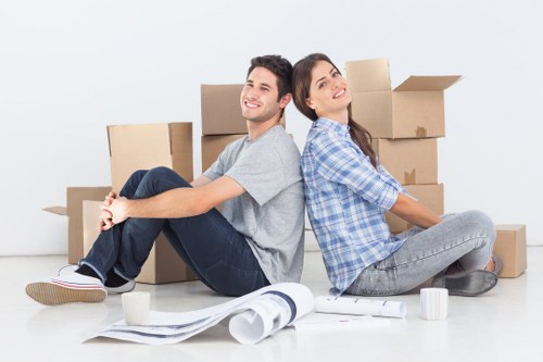 Packed boxes and furniture ready for a local move