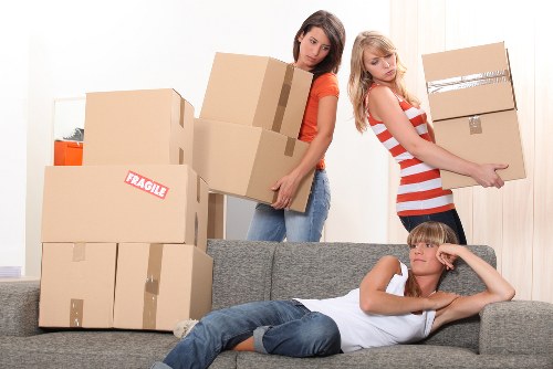 Packed moving boxes ready for local removal services in Harrow